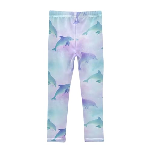 Girls' Athletic Leggings Ankle Length Yoga Dance Pants Kids Teen 4T Dolphin Nebula2