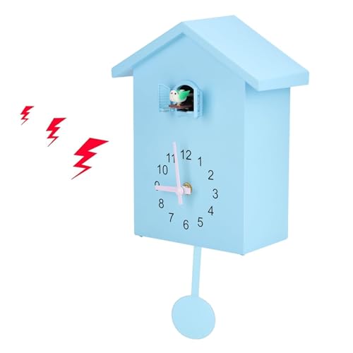 HERCHR Cuco Reloj Pequeño, Cuco Reloj de Pared con Voz de Pájaro Cuco Reloj Péndulo Decoración Reloj para Casa Salón Cocin