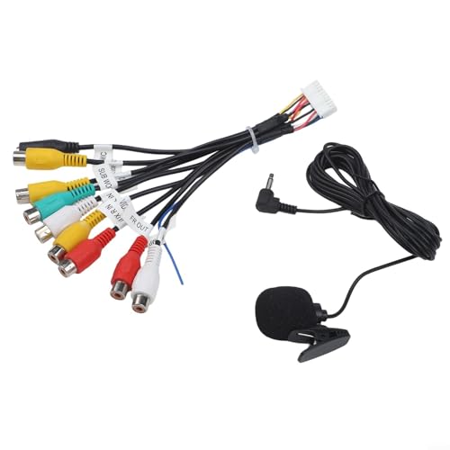 TDCuizent Cable adaptador auxiliar para coche con salida RCA y micrófono para radio Junsun de coche con marco, interfaz de audio de llamadas, construcción ABS
