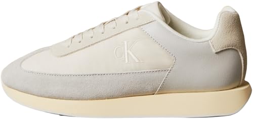 Calvin Klein Retro Runner Laceup Wingt Mix Yw0Yw02061, Parte Superior Baja Mujer, Beige (Dk Ecru/Pearl Grey/Marshmallow), 38 EU