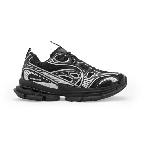 Image of Red Tape Men's Sneakers Grey Black Mesh Pu Round Toe Lace-Up