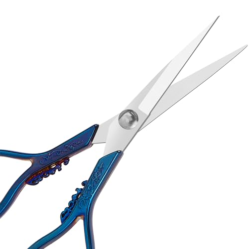 Small Stainless Steel Scissors, Vintage European Style, Blue