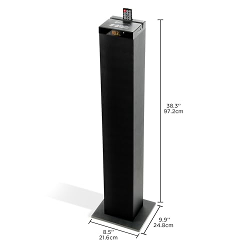 Image of GOgroove Bluetooth Tower Speaker with Subwoofer Built in - Floorstanding Home Speaker with Powerful Bass and Dual Drivers, 120W Peak Power, MP3 3.5mm Aux, USB 2.0 Port Flash Drive, FM Radio (Single)