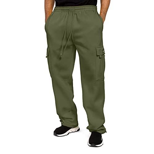 Men's Cargo Pants Elastic Waist Joggers Relaxed Fit Straight Leg Outdoor Pants Drawstring for Hiking Workout4