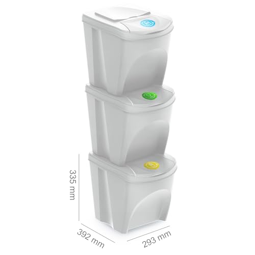 Poubelles de recyclage compactes 3 bacs 75L tri sélectif maison - 3