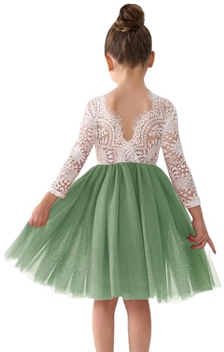 Image of 2Bunnies Girl Peony Lace Back A-Line Straight Tutu Tulle Party Flower Girl Dress