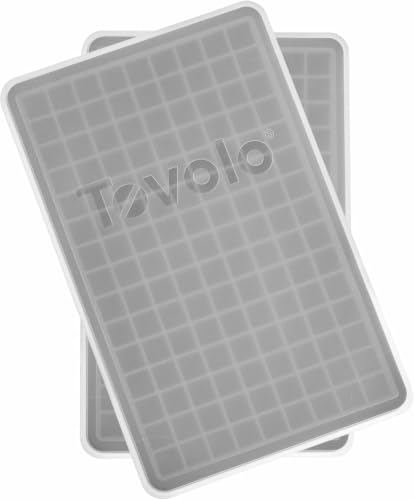 Image of Tovolo Mini Ice Cube Tray with Lid Set of 2 Tiny Ice Maker for Freezer, Silicone Mini Ice Cube Tray Small Square Nugget Ice Makes 135 Tiny Cubes BPA Free Stackable Dishwasher Safe Charcoal Gray Trays