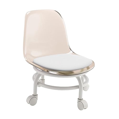 PawwJoy Tabouret Bas Roulant avec Dossier, Siège Pivotant 360° à roulettes pour Nettoyage, Exercices, Bureau, Hauteur 20cm- Brun