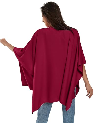 Image of PULI Women's Pullover Poncho Sweater Oversized Loose Fit Soft Shawl Layering Tops for Office Travel Daily Wear,Fall Winter