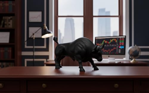 Image of Stock Market Bull Statue Showpiece for Office Desk, Bull Figurine, Share Market Decor, Gift for Traders Investors, Wealth Symbol(Black)