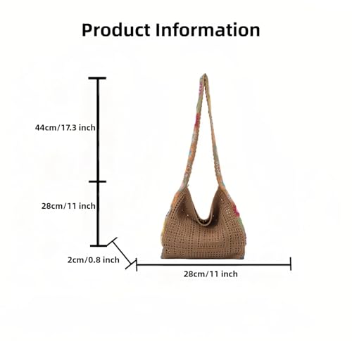 Women's Boho Embroidery Crossbody Bag Crochet Beach Bags for Women Hollow Out Crochet Knit Shoulder Bag Crochet Tote Bag2