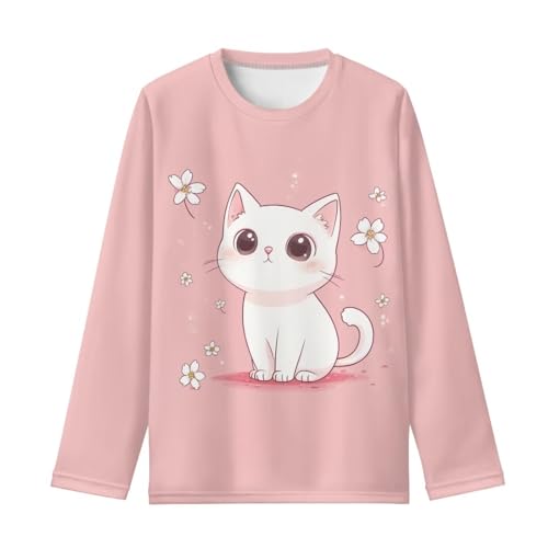 Image of Girls Long Sleeve Shirt with Cute Graphic Casual Pullover Tops 3-16Y