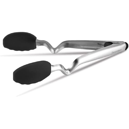Dreamfarm Clongs | Non-Scratch, Stainless-Steel Tongs with Silicone Heads | Black, 9 Inches