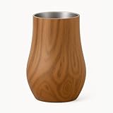 Snute Double-Wall Insulated Whiskey Glass - 6 oz Stemless Nosing Stainless Steel Whisky Glass - Ideal Gift for Bourbon and Whisky Lovers (Walnut - Pack of 1)