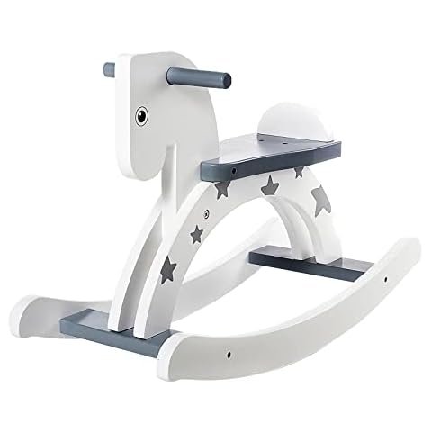 labebe - Wooden Rocking Horse, Baby Wood Ride On Toys for 1-3 Year Old, Grey Rocker Toy for Kid, Toddler Ride Animal Indoor/Outdoor, Boy&Girl Rocking Animal, Infant Ride Toy, Christmas/Birthday Gift Cover