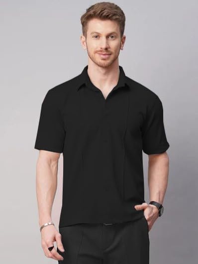 Image of GRECIILOOKS Men's Cotton Lycra Blend Casual Stylish Regular Fit Formal Shirt