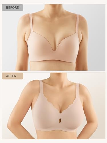 Image of LUCKMEEY Bras for Women No Underwire Wave Push Up Wireless Bra Seamless Bras Full Coverage Bralettes Lift Everyday Bras