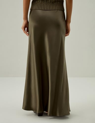 LilySilk Versatile Double-Faced Silk Charmeuse Skirt for Women Maxi Length Straight Cut Long Flare Hem Bottom Dress2