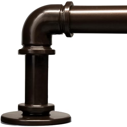 WORLD RODS Brown Curtain Rods 18 to 88 Inch, Industrial Curtain Rods,Adjustable Length,1 in Diameter Pipe,Wall or Ceiling Mounted,for Bedroom and Living Room(Antique Bronze 18” to 88”)