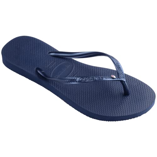 Șlapi Havaianas Slim Crystal SW II pentru damă - Ornament cu cristale Swarovski - Bleumarin, 9-10