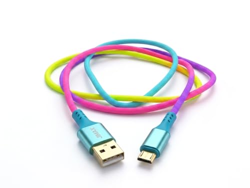 Image of Jmax Micro USB Cable 1 m 3A Fast Charging Micro USB Cable | 1 Meter Nylon Braided | Quick Charge 3.0, Warp, Dash, VOOC Support | Rainbow Cable