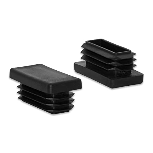 Image of Flyshop 8 Pack Black Chair Glide Inserts Plastic Plugs Rectangle Pipe Tubing End Caps 20 x 50 mm, 13 /16 inch x 2 inch