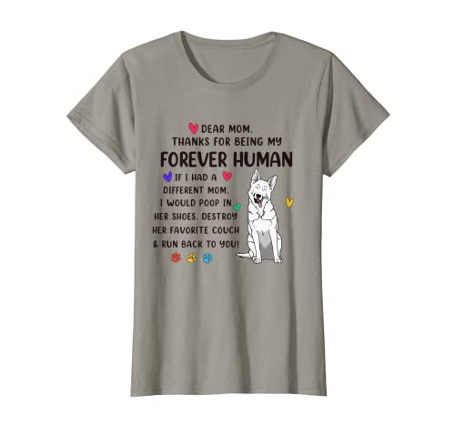 Donna Cane Mamma Forever Umano Divertente Bianco Pastore Tedesco Mamma Maglietta