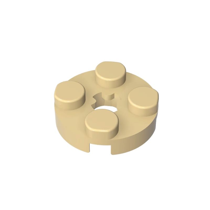 Gobricks 4032 Circular Plate Plate Round 2x2 with Axle Hole Type 1 (+ Opening) 50 Pieces GDS-609 Compatible with Lego Building Blocks Color:Tan