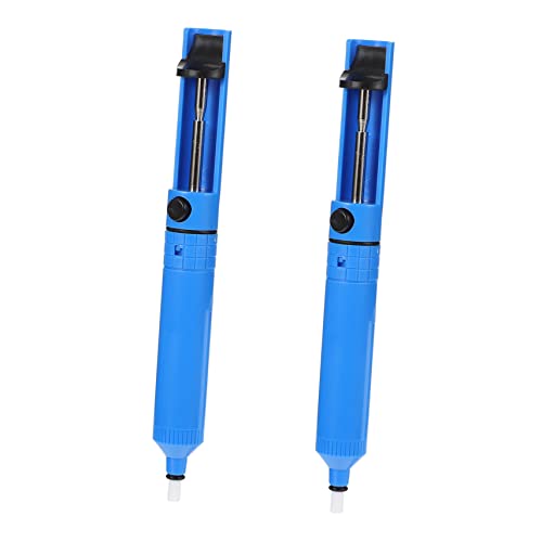 MUCKLILY 2pcs Solder Removal Pump Cup Clamp Connectors Solder Removal Pen Desoldering Pump Sucker Soldering Pickup Tool Hand Desoldering Tool Blue Abs Plastic