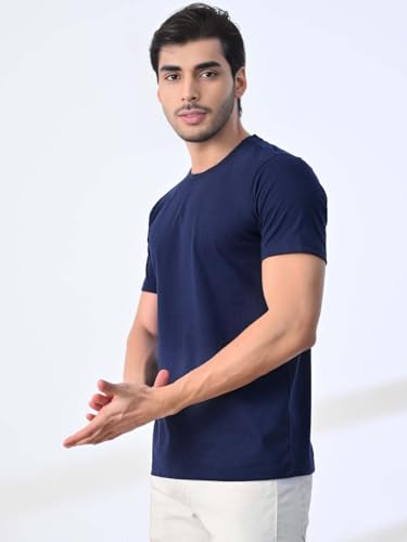 Image of Men's Plain Cotton Crew Neck T-Shirt Regular Fit Short Sleeve Tee