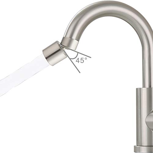 Hibbent Économiseur d'Eau Aérateur de Robinet de Cuisine Rotatif à 360° Filetage Mâle 24mm - Nickel Brossé Cover