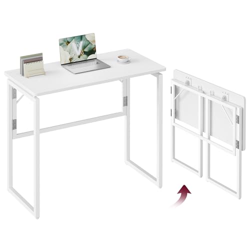Vasagle Mesa Plegable, Escritorio Plegable, Tablero De Una Pieza, Bordes Redondeados, Para Dormitorio, Balcón O Camping, Fácil Montaje, 80 X 40 Cm, Blanco Arce Lwd151wf01