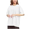 Ladies Tops Heavyweight Cotton Tees Oversized Acid Washed T Shirts Elegant Oversized Shirt for Women UK Hiking Golf Gym Going Out Top Plus Size White #1
