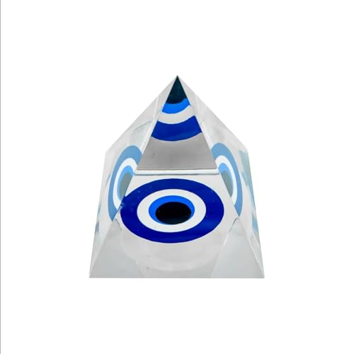 Image of Evil Eye Pyramid | 3inch | Crystal Pyramid for Positive Energy, Wealth,Health, Good Luck,Feng Shui, Vastu Correction, Office, Home Decor, Gift