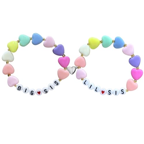 Image of Fuqimanman2020 Big Sister Bracelet Colorful Little Sister Bracelet Letter Beads Bracelet for Sister Jewelry Gift