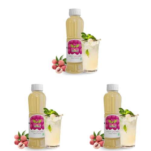 Image of Hitkary Misty Lychee Syrup 700 ml | Refreshing Lychee Drink Concentrate | Ideal for Mocktails, Coolers & Summer Drinks (Pack of 3)
