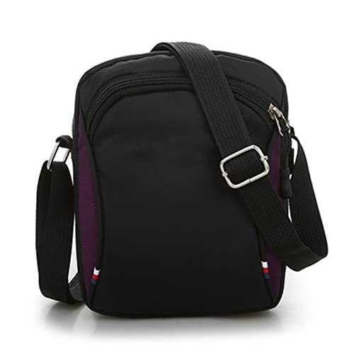 Shoulder Bags Men's Bag Outdoor Sports Single Shoulder Bag Contrast Nylon Messenger Backpack(Purple)