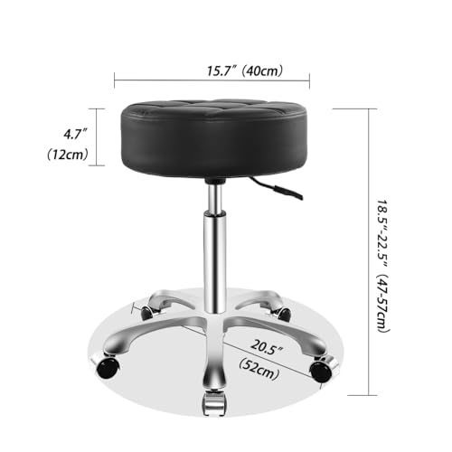 Image of Ainilaily Rolling Stool with Wheels, Thick Cushion Heavy Duty Esthetician Hydraulic Chair Stool for Work Medical Tattoo Salon Office (Black)