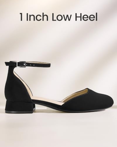 Image of Ankis Round Closed Toe Heels for Women, Low Block Heel Dress Shoes