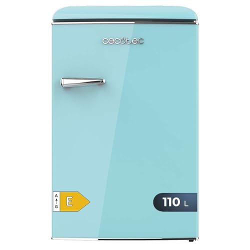 Cecotec Mini Nevera Retro 1 Puerta - 110 L Bolero CoolMarket TT Origin 110 Blue E. Mini Frigorífico, ICEBOX, Luz Interior, Tirador Cromado, Bandejas Cristal, Abridor Botellines, Estilo Vintage Azul