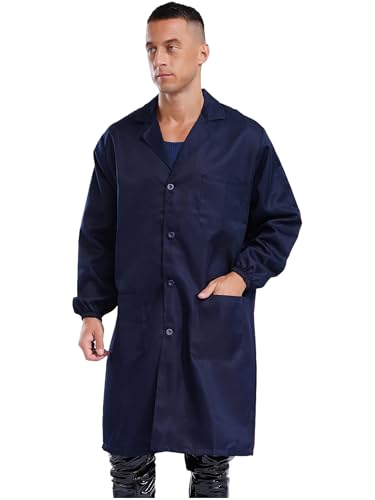 Image of CHICTRY Unisex Resistant Work Coat Lapel V Neck Long Sleeve Front Button Dustproof Jacket Lab Coat