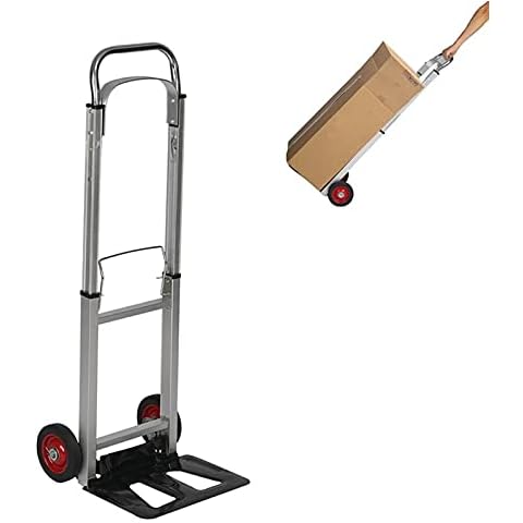 ZTGHS Folding Trolley on Wheels, Portable Adjustable Sack Trolley Heavy Duty Aluminium Hand Truck Luggage Cart, 100 Kg Load Capacity Cover