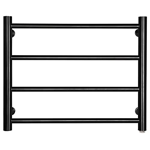 ZQFIDFYR Wall Mounted Towel Warmer Black, Stainless Steel Electric Heated Towel Rack, Bathroom Heated Towel Rack Radiator with Waterproof Switch, 48W (Hardwired)