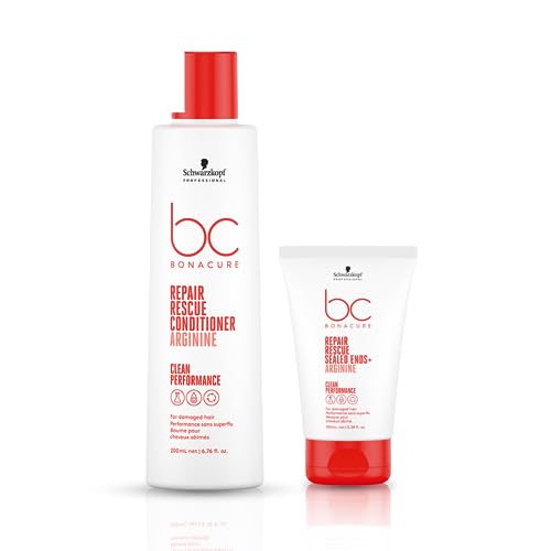 Schwarzkopf Professional Bc Peptide Repair Rescue Conditioner, Red, 200 ml and Bc Peptide Repair Rescue Treatment, Red, 200 ml
