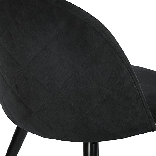 Image of Amazon Brand - Umi Romantic Vintage Side Dining Chair - Rustic Fabric Upholstered Seat with Black Powder-Coated Metal Legs for Elegant Home Dcor in Black