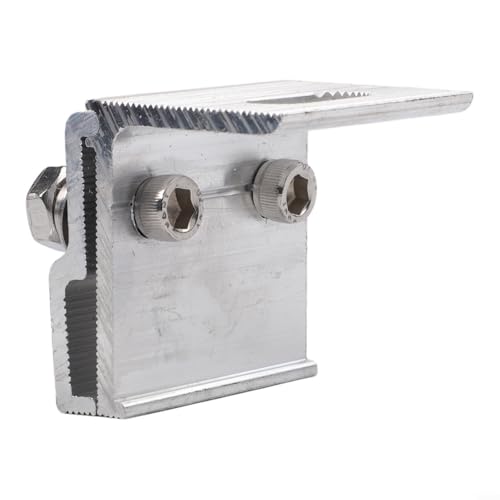 Alu-minum Standing Se-am Clamp for Solar Panel Mo-unting on Metal Roofs, Stainless Steel Hardware Pre-Assembled PV Racking Bracket for Photovoltaic Systems, 45x52mm Silver Finish(1pc)