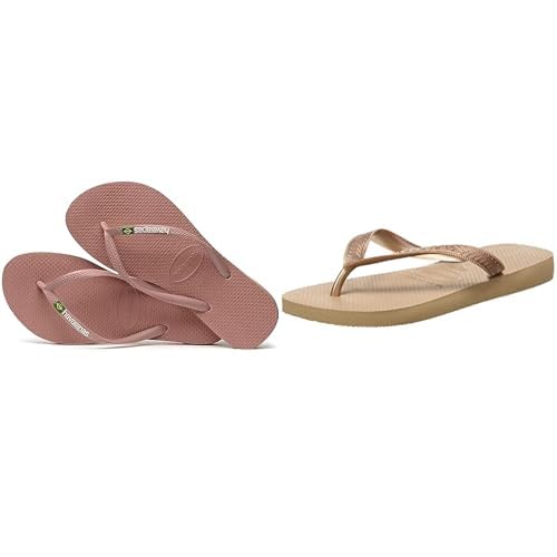 Tongs Havaianas Slim Brasil femme noir et or rose en pointure 37/38 EU