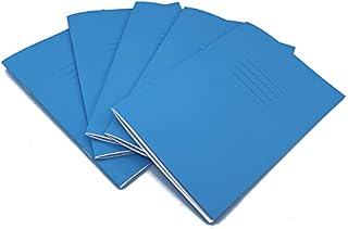 School Exercise Book A5 (148.5mm x 210mm) - 24 Pages Blue Cover - Plain No Margin - Pack of 10 - Perfect for School Work, General Note Taking and Sketching
