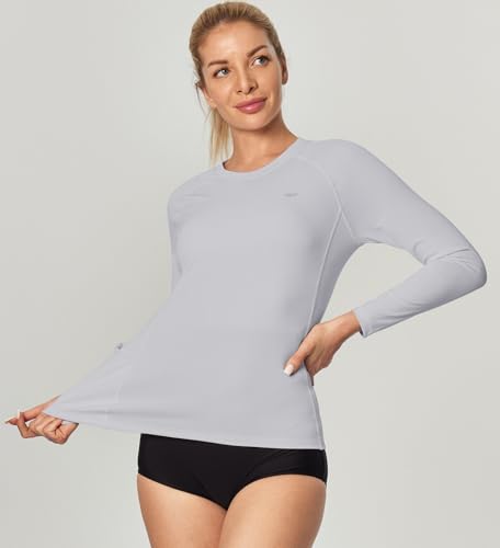 Image of IUGA Rash Guard for Women UPF 50+ SPF UV Protection Long Sleeve Workout Tops with Pockets Dry Fit Hiking Swim Shirt