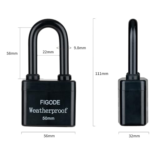 Image of FIGODE Outdoor Waterproof Padlocks, Covered Heavy Duty Laminated Steel Locks, Large Sturdy Locks, 2.2 in. Wide, 8 Locks Same Key, Long Padlocks
